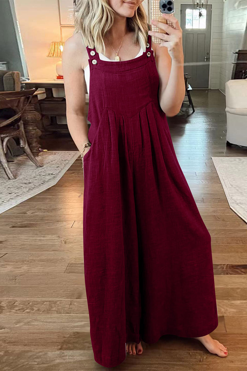 Street Pocket Square Collar Loose Jumpsuits(10 Colors)
