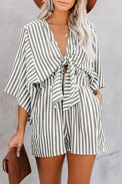 Simplicity Geometric Patchwork Frenulum V Neck Loose Jumpsuits(4 Colors)