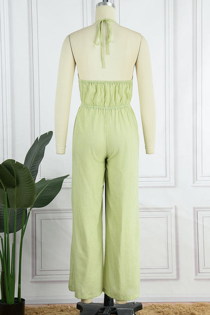 Backless V Neck Regular Jumpsuits(3 Colors)