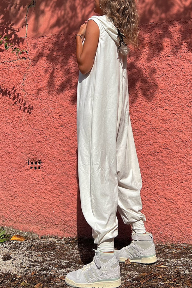 Sportswear Pocket Hooded Collar Loose Jumpsuits(3 Colors)
