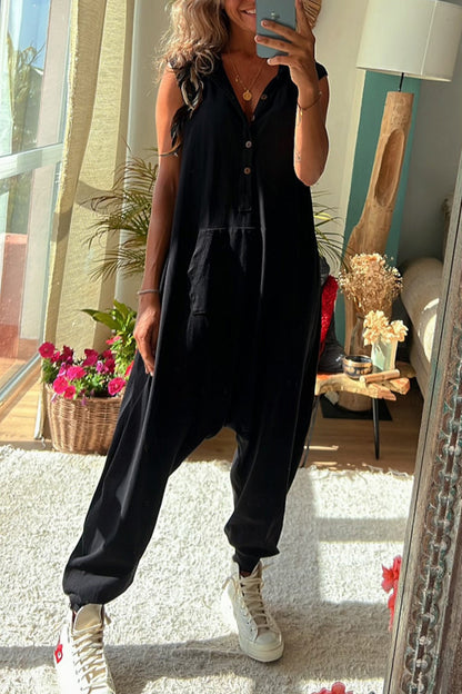 Sportswear Pocket Hooded Collar Loose Jumpsuits(3 Colors)