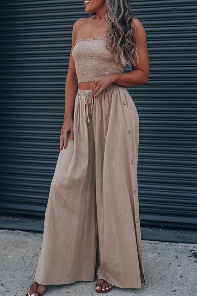 Simplicity Color Strapless Sleeveless Two Pieces