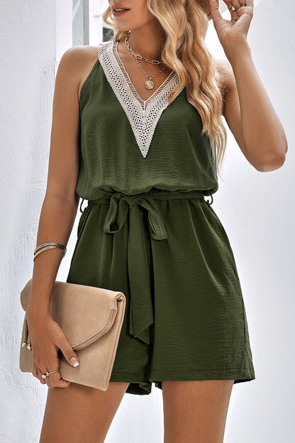 Simplicity Patchwork V Neck Loose Rompers