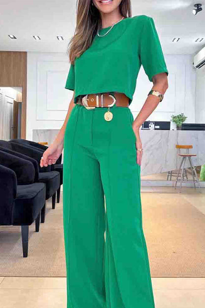 Color Short Sleeve Two Pieces