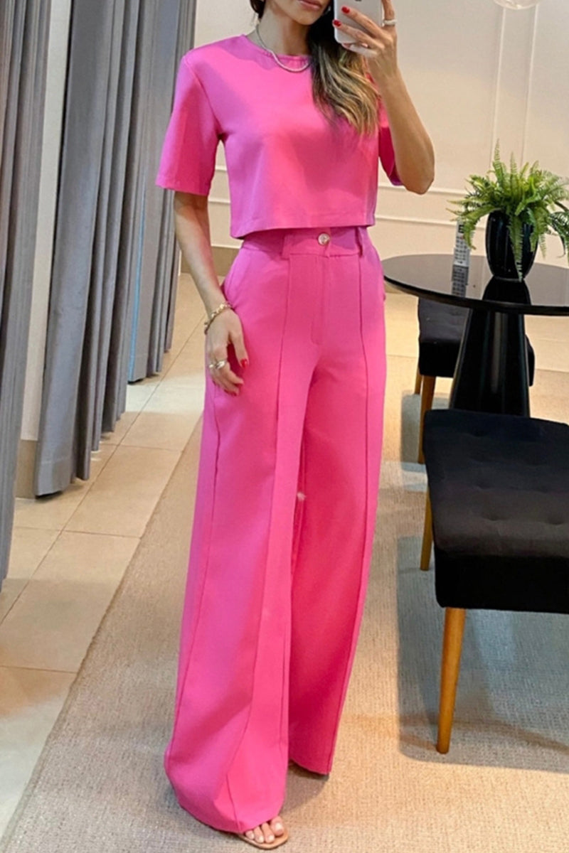 Color Short Sleeve Two Pieces