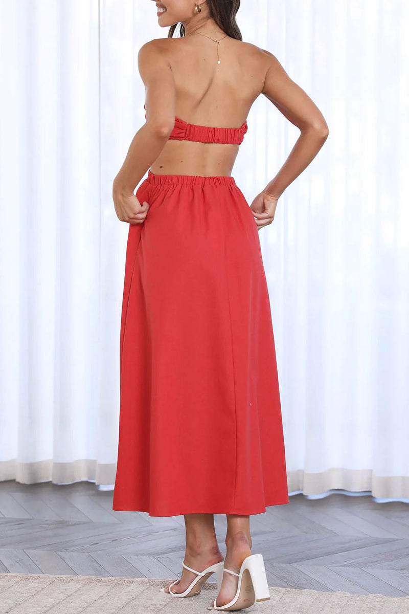 Celebrities Backless Strapless Waist Skirt Dresses