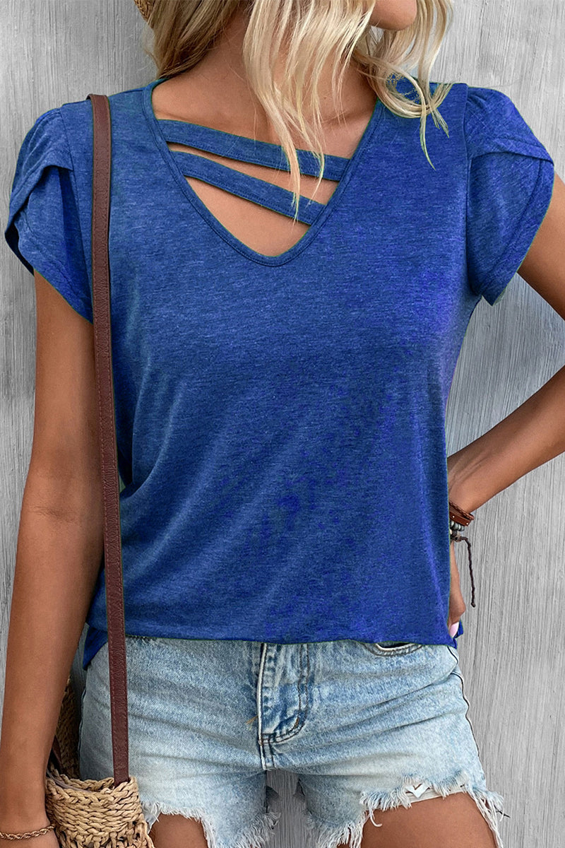 Simplicity Color V Neck T-shirts