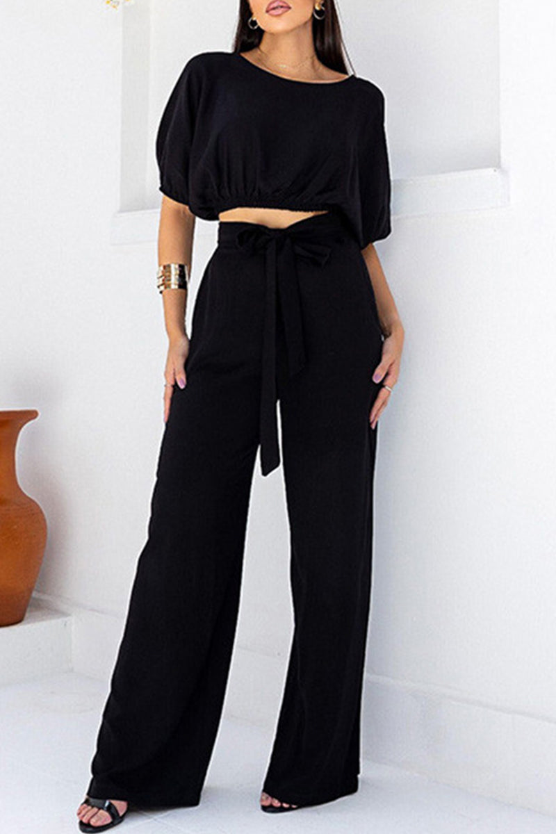 Frenulum O Neck Short Sleeve Two Pieces