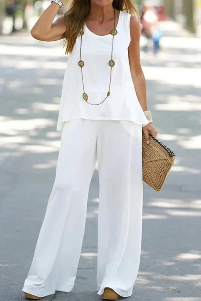 Simplicity Pocket O Neck Sleeveless Two Pieces
