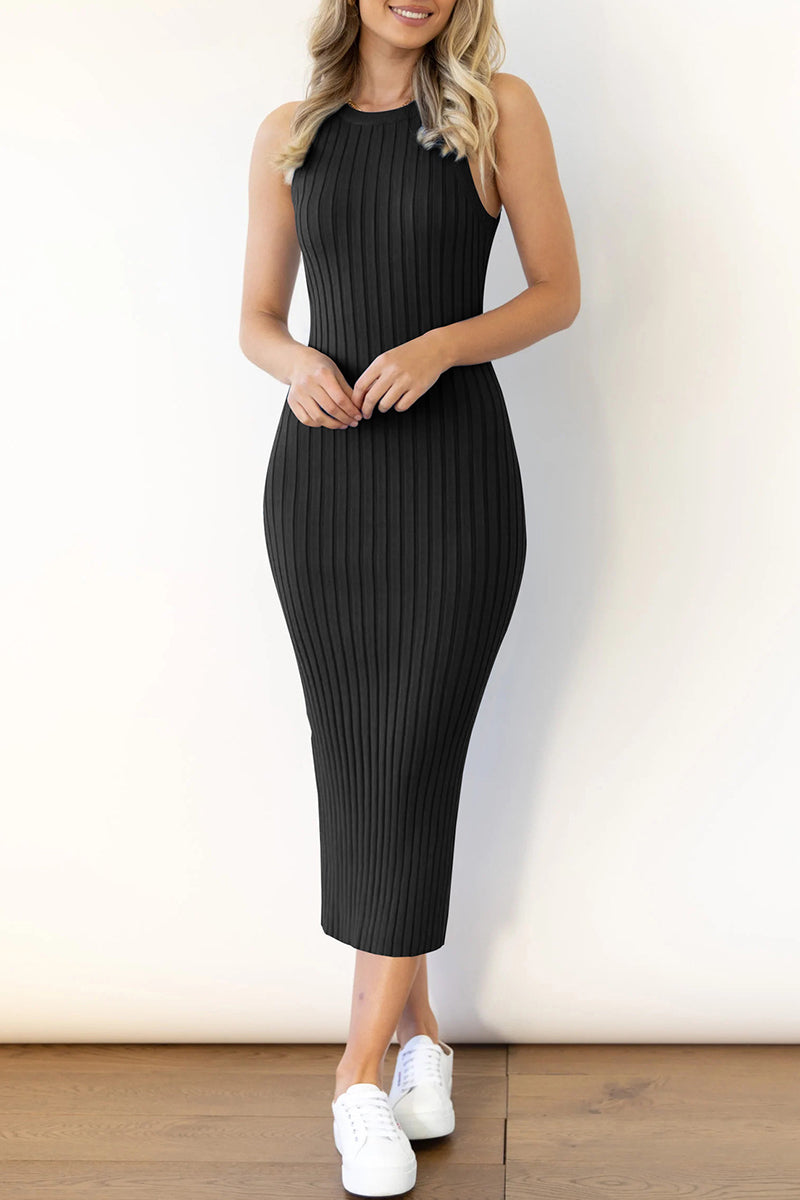 Simplicity Color O Neck One Step Skirt Dresses
