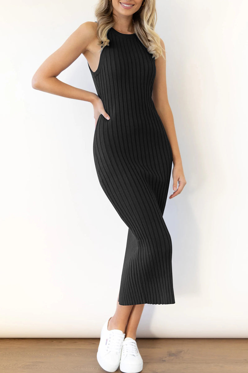 Simplicity Color O Neck One Step Skirt Dresses