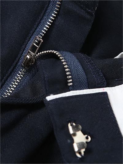 Dark Blue Straight Leg Pants With Foldable Waist Design