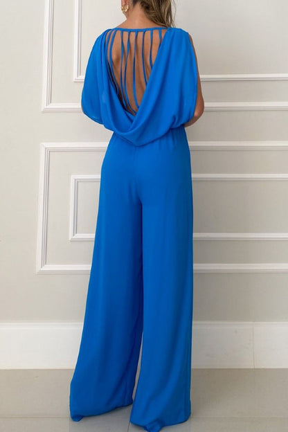Street Color O Neck Loose Jumpsuits