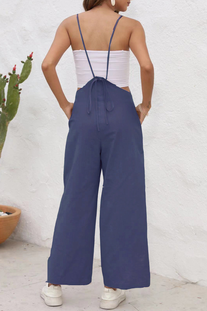 Daily Simplicity Frenulum U Neck Loose Jumpsuits(4 Colors)