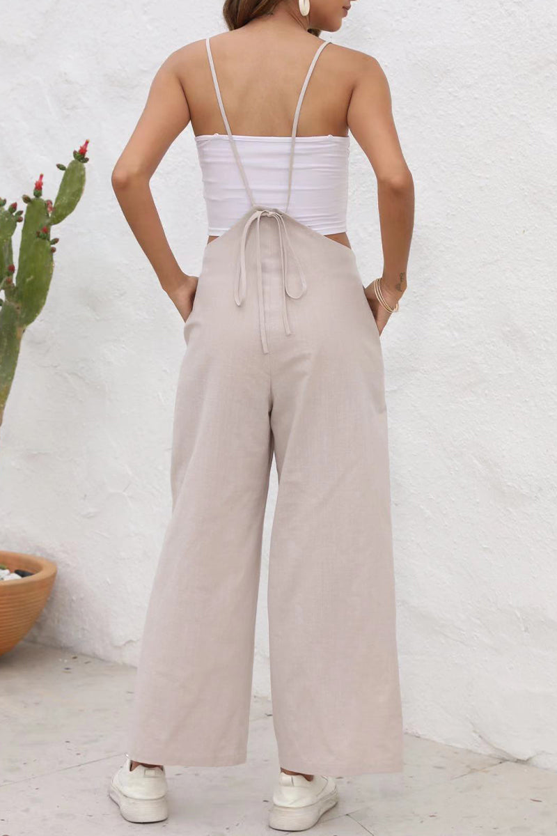 Daily Simplicity Frenulum U Neck Loose Jumpsuits(4 Colors)