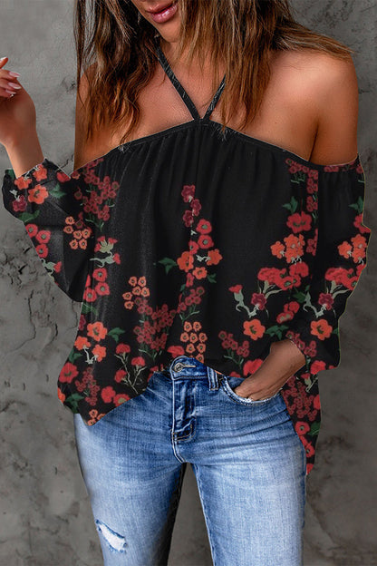 Print Patchwork Backless Halter T-shirts(15 Colors)