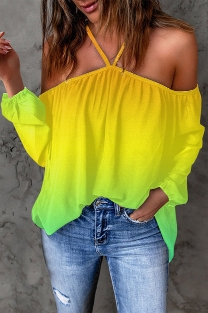 Print Patchwork Backless Halter T-shirts(15 Colors)