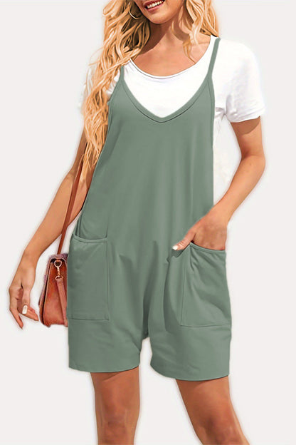 Daily Pocket V Neck Loose Jumpsuits(8 Colors)