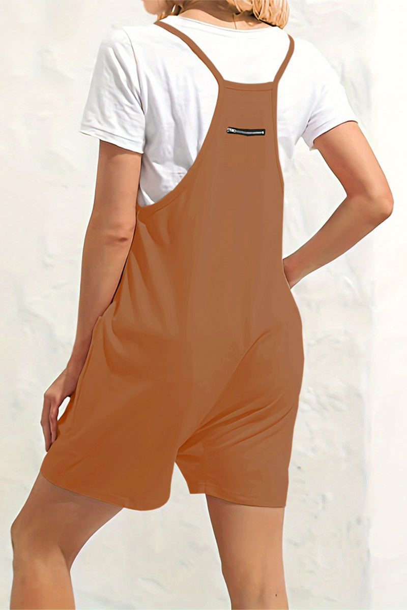 Daily Pocket V Neck Loose Jumpsuits(8 Colors)