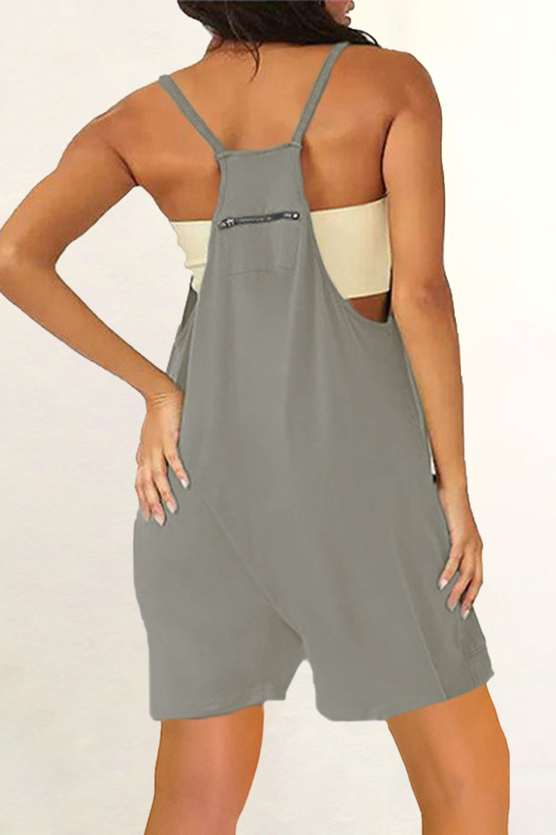 Daily Pocket V Neck Loose Jumpsuits(8 Colors)