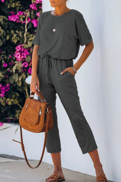 Simplicity Color O Neck Regular Jumpsuits(4 Colors)