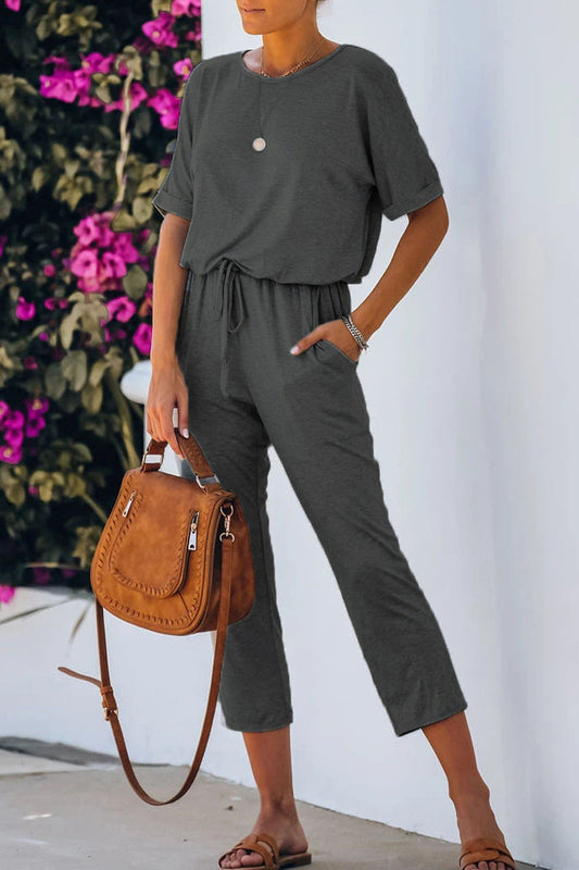 Simplicity Color O Neck Regular Jumpsuits(4 Colors)