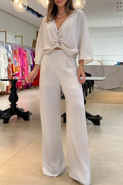 Simplicity Frenulum V Neck Three Quarter Two Pieces