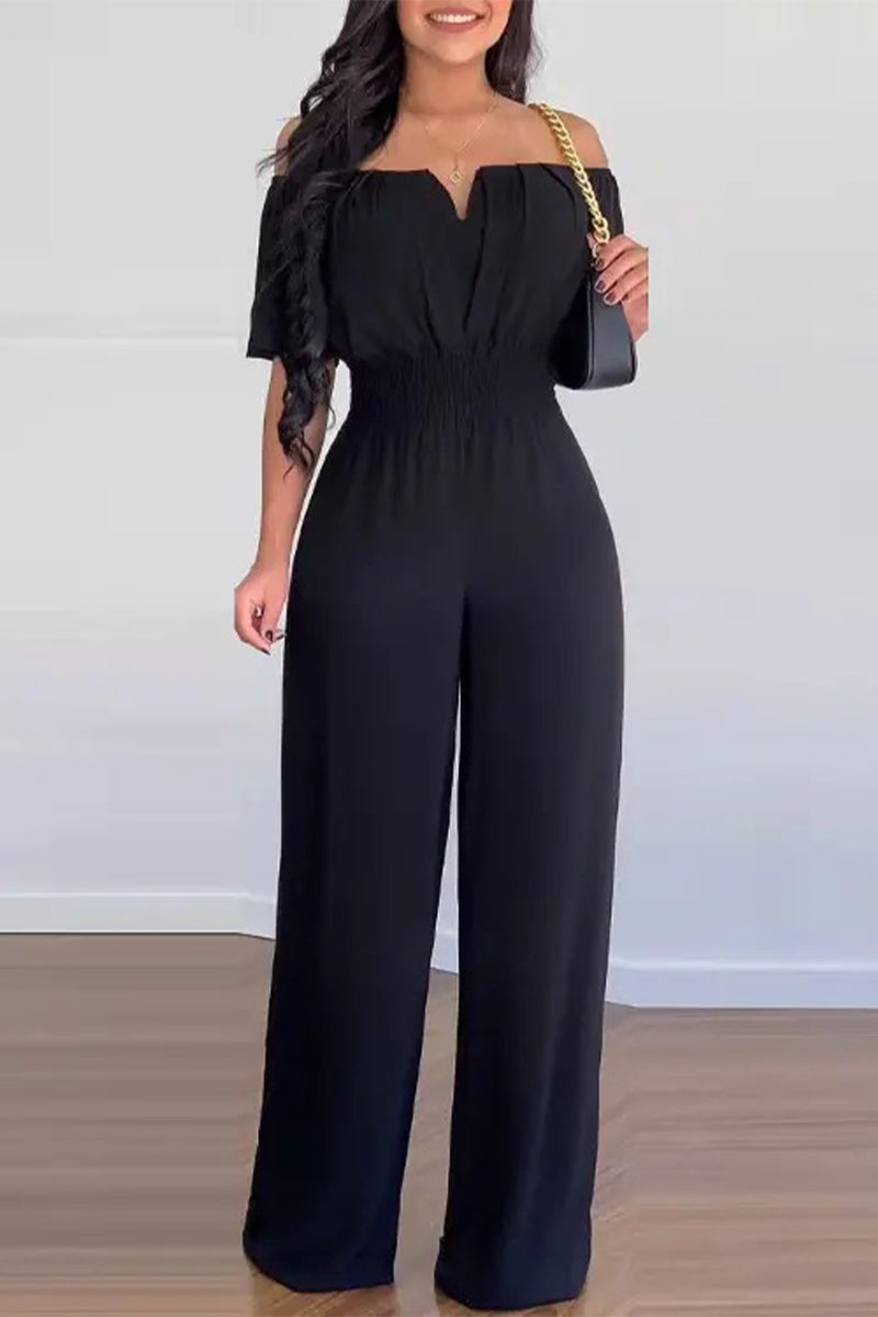 Work Celebrities Off the Shoulder Regular Jumpsuits(6 Colors)