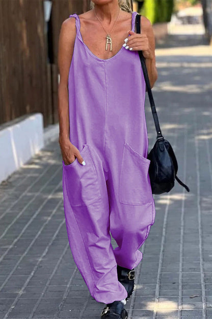 Simplicity Pocket U Neck Loose Jumpsuits(12 Colors)