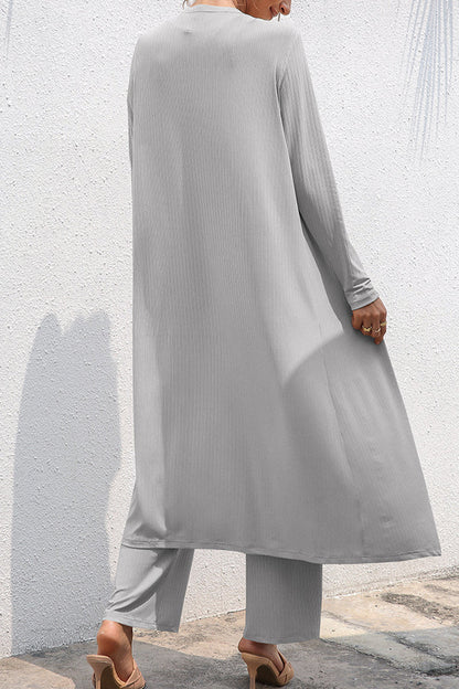 Daily Frenulum Cardigan Collar Long Sleeve Two Pieces