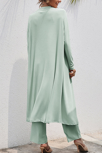 Daily Frenulum Cardigan Collar Long Sleeve Two Pieces