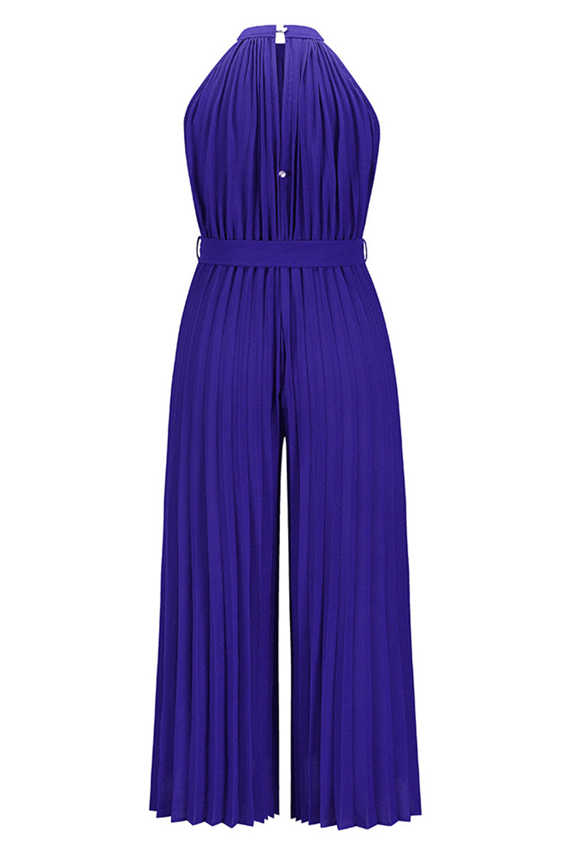 Simplicity Frenulum Fold Halter Loose Jumpsuits(6 Colors)