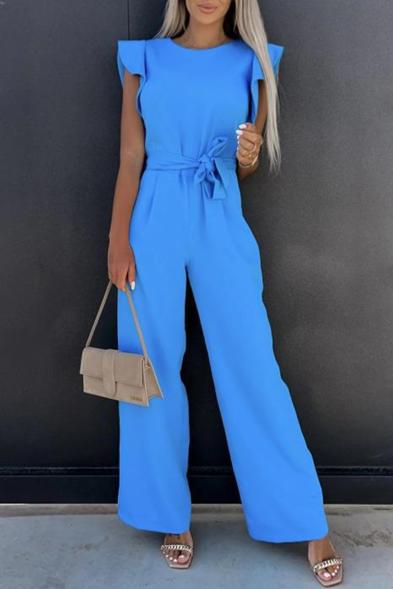 Pocket Frenulum O Neck Regular Jumpsuits(5 Colors)