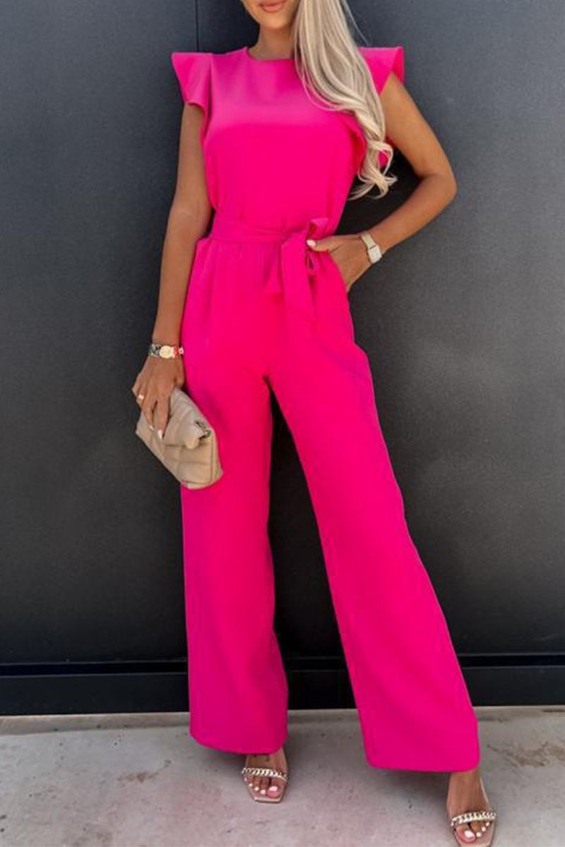 Pocket Frenulum O Neck Regular Jumpsuits(5 Colors)
