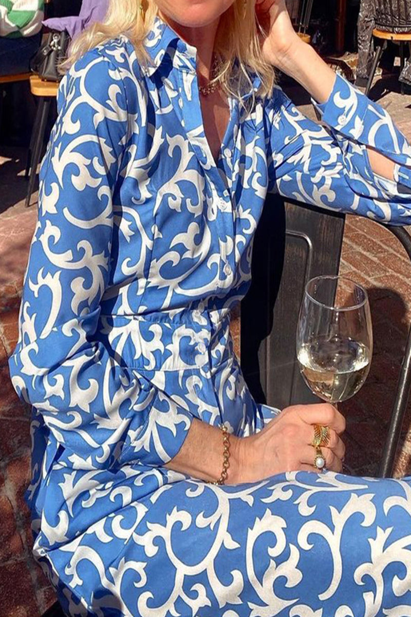 Street Print Patchwork Turndown Collar Regular Jumpsuits