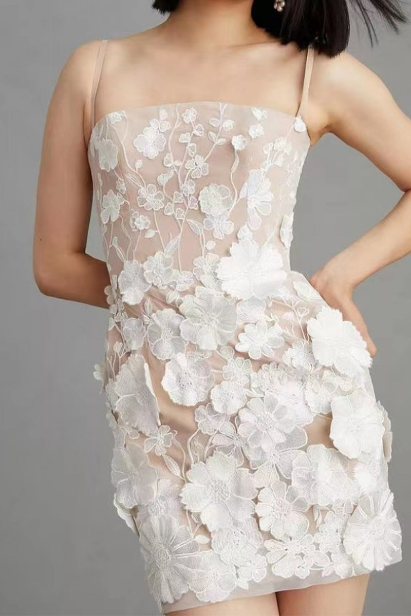 Celebrities Embroidered Strapless One Step Skirt Dresses