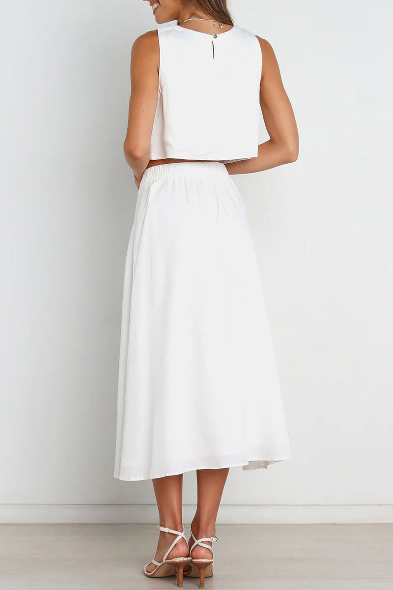 Daily O Neck Sleeveless Two Pieces