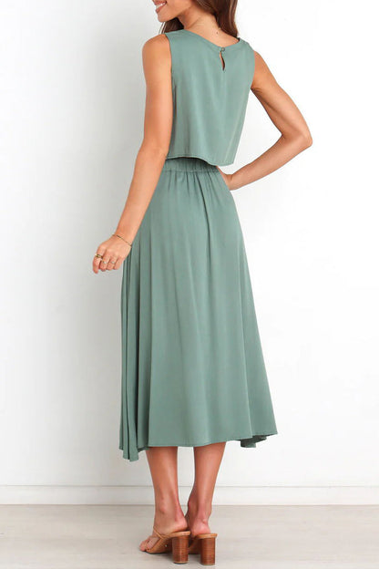 Daily O Neck Sleeveless Two Pieces