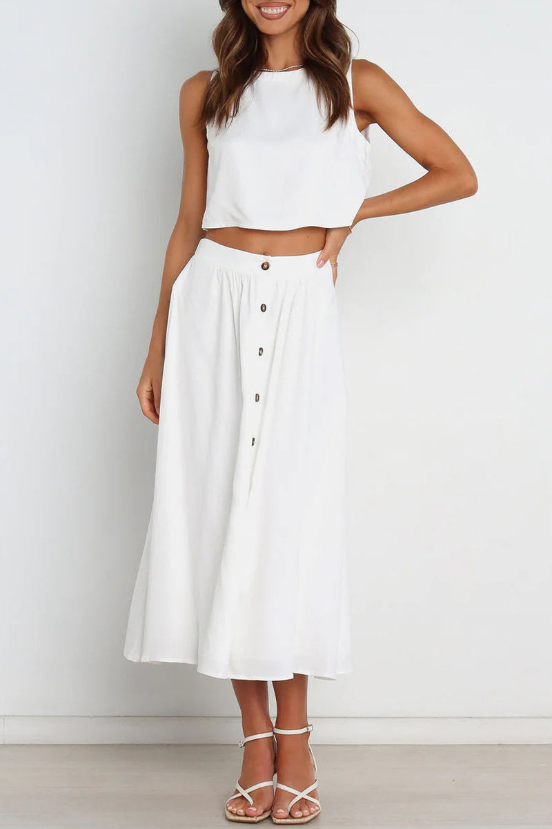 Daily O Neck Sleeveless Two Pieces