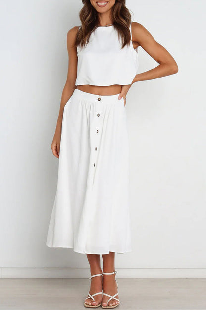Daily O Neck Sleeveless Two Pieces