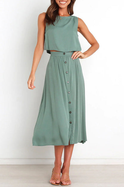 Daily O Neck Sleeveless Two Pieces
