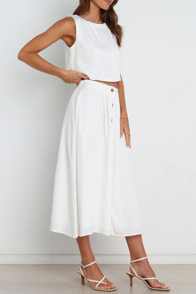 Daily O Neck Sleeveless Two Pieces