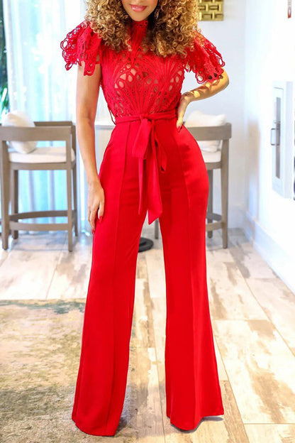 Street Hollowed Out Mandarin Collar Regular Jumpsuits(3 Colors)