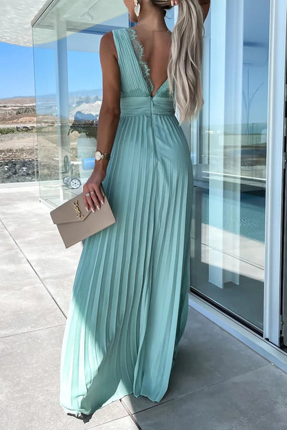 Celebrities Lace V Neck Waist Skirt Dresses