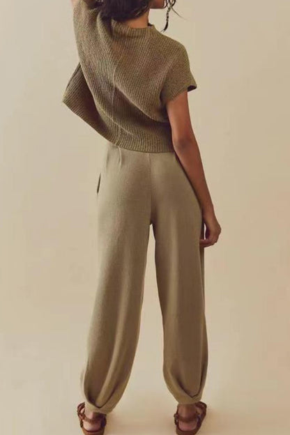 Simplicity Pocket O Neck Two Pieces