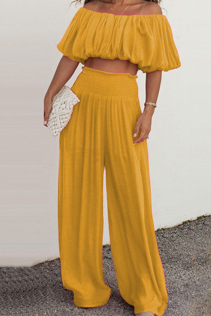 Daily Patchwork Off the Shoulder Short Sleeve Two Pieces