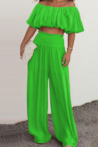 Daily Patchwork Off the Shoulder Short Sleeve Two Pieces
