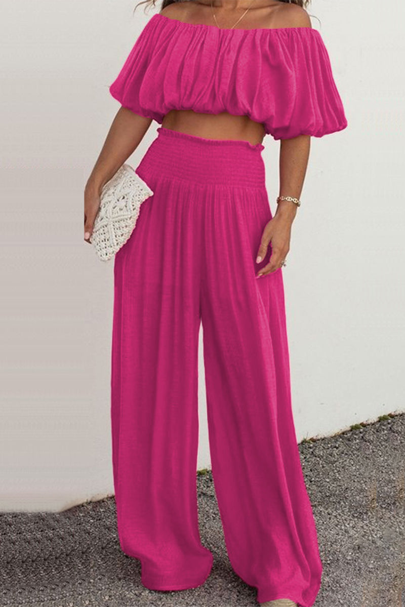 Daily Patchwork Off the Shoulder Short Sleeve Two Pieces