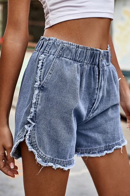 Street Make Old High Waist Loose Denim Shorts