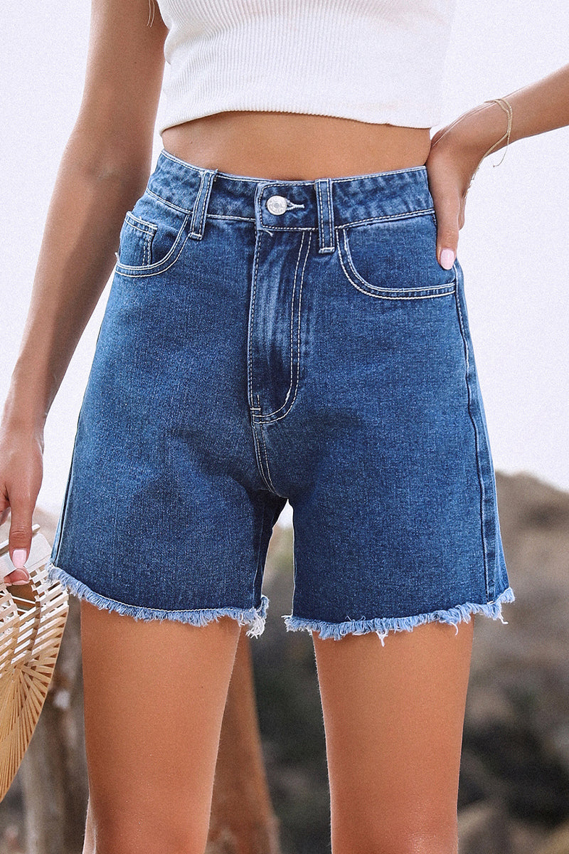 Frenchy Raw Hem Denim Shorts